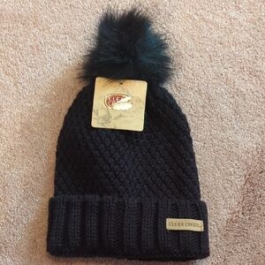 Clear Creek Black Knit Beanie with Pom New NWT